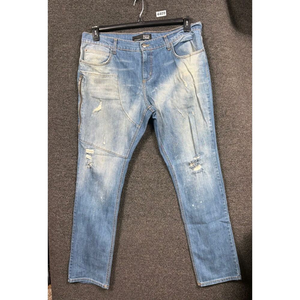 Rustic Dime Straight Jeans Mens Size 38 Blue Distressed Denim Style DS170